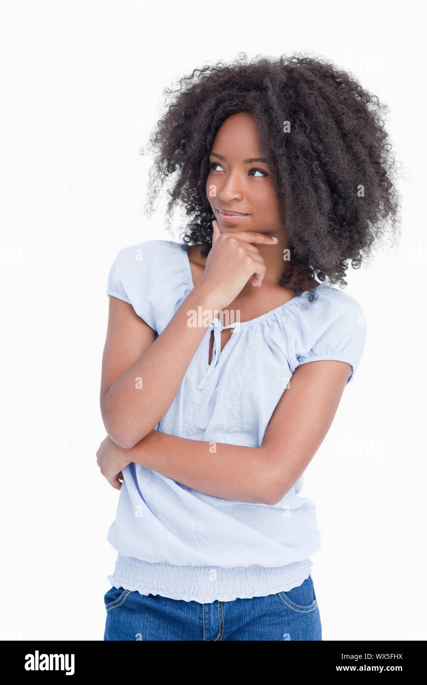 Woman crossing arms fingers hi-res stock photography and images - Alamy