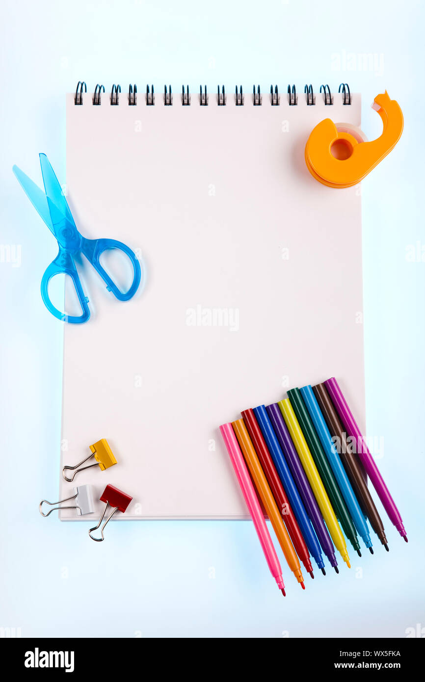 School tools on a white background Stock Photo - Alamy