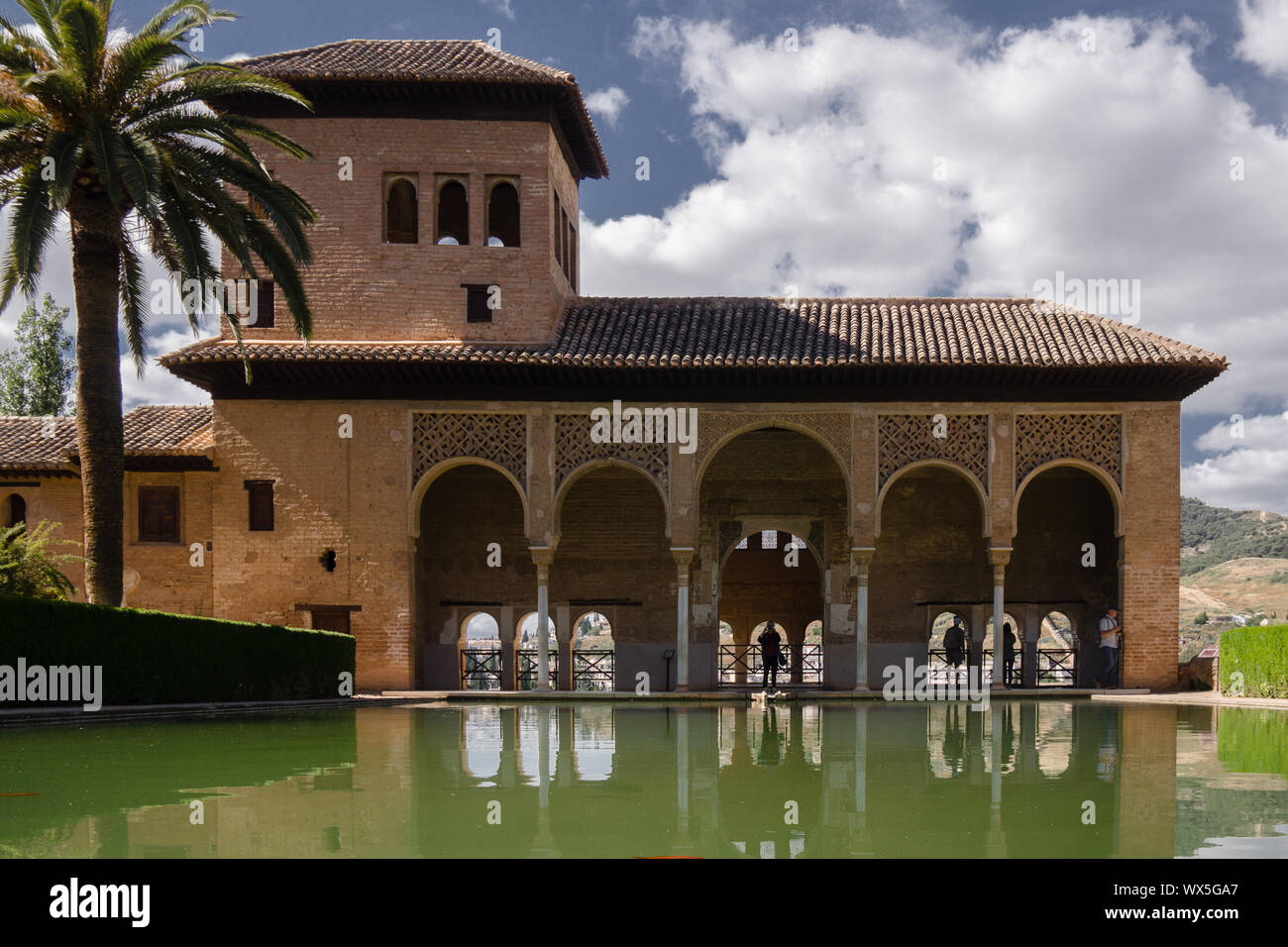 Granada Historic Alhambra at Pool Generalife Stock Photo