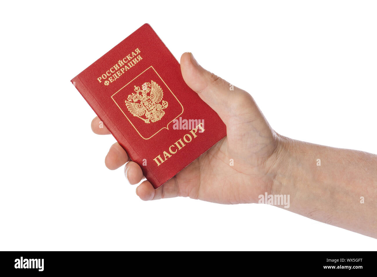 Hand with Russian passport Stock Photo