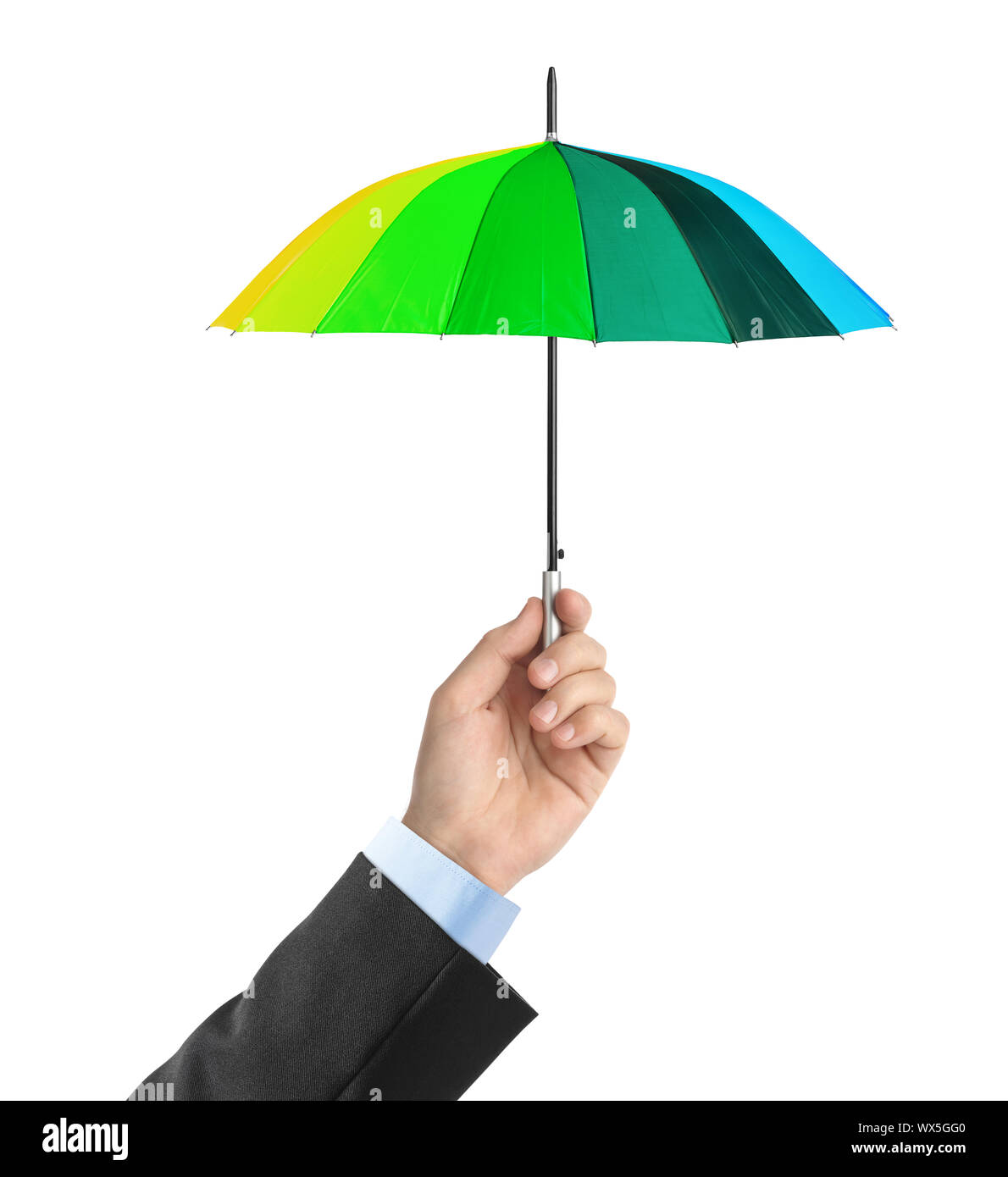 Hand with small umbrella Stock Photo