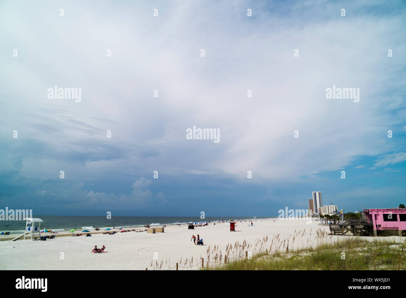 Beach and the Gulf of Mexico at Gulf Shores, Alabama. Stock Photo