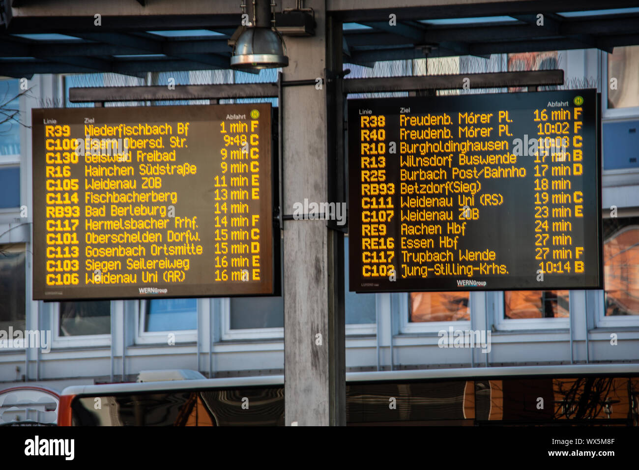 electronic information board at the station Stock Photo