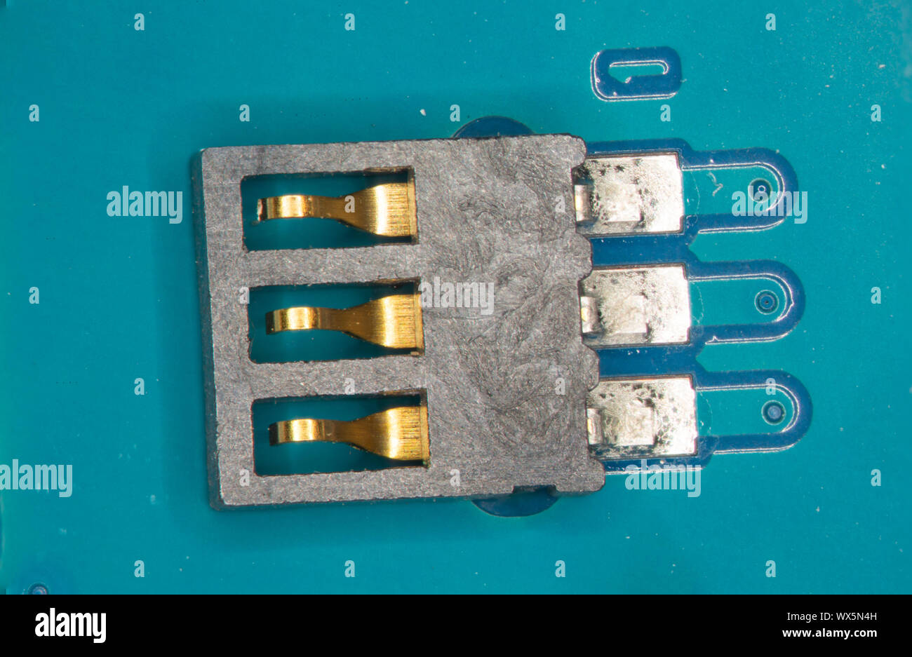 Blue electronic circuits Stock Photo