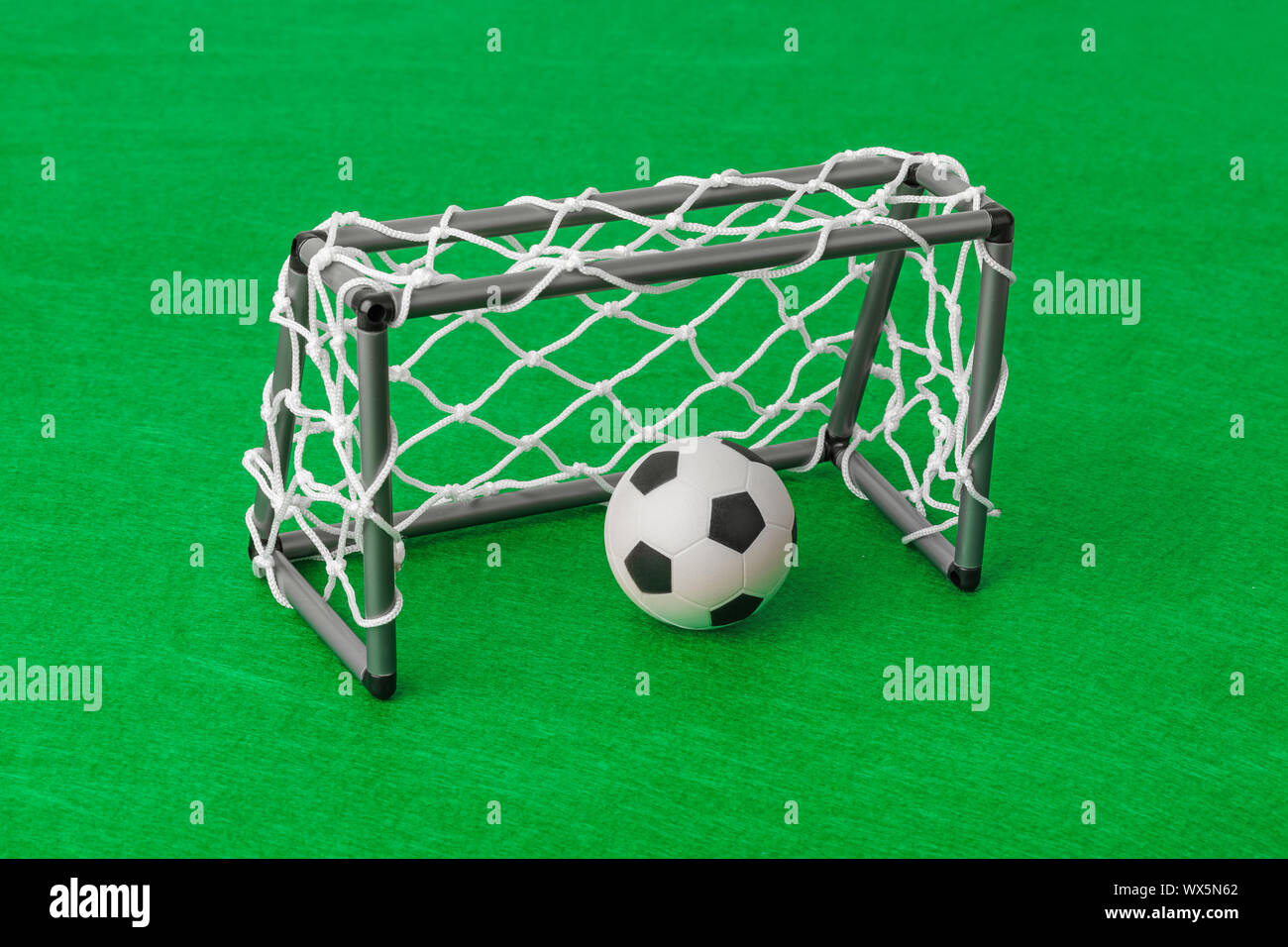 Toy football field and gate Stock Photo Alamy