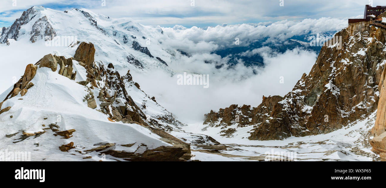 Mont Blanc mountain massif view from Aiguille du Midi Mount Stock Photo ...
