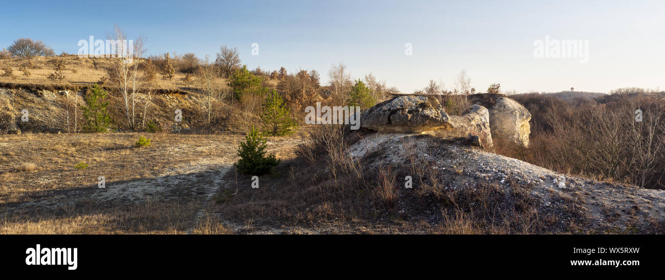 Panorama view at an old quarry Stock Photo