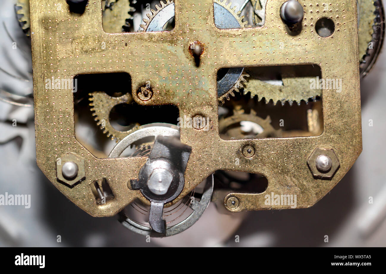 Detail of an old mechanical alarm clock Stock Photo Alamy