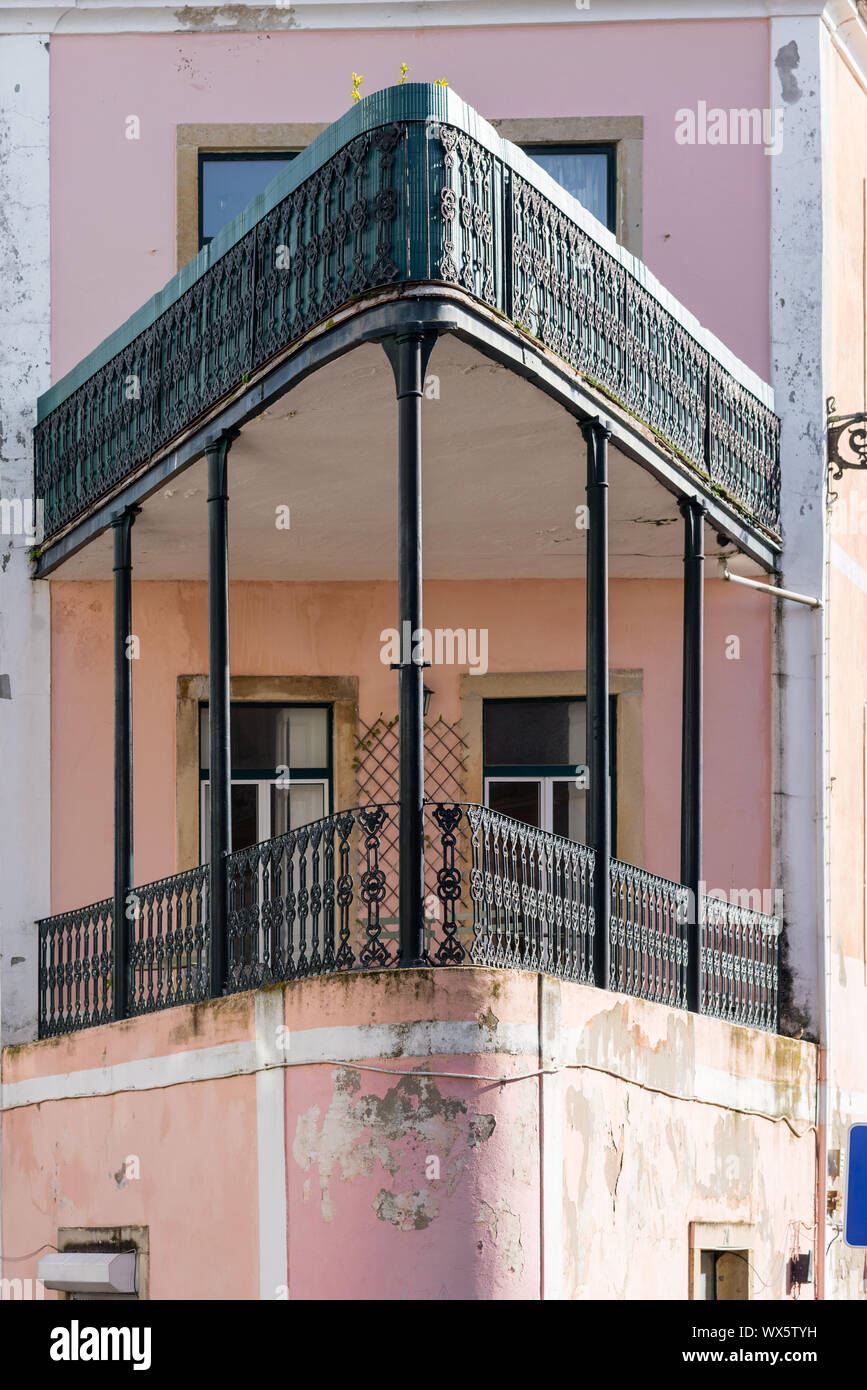 Extraordinary balcony in Lisbon Portugal Stock Photo