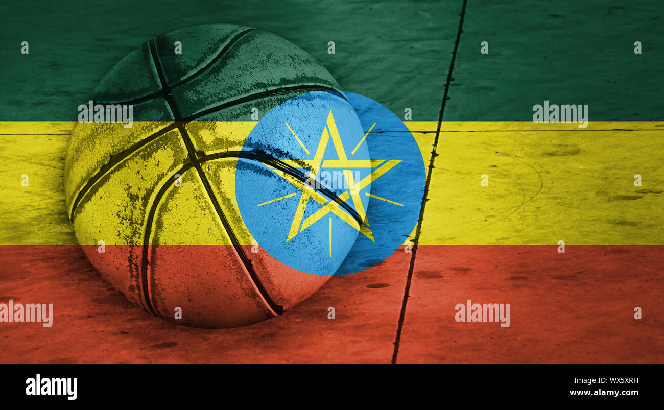 Flag of Ethiopia, basketball, basketball ball Stock Photo Alamy