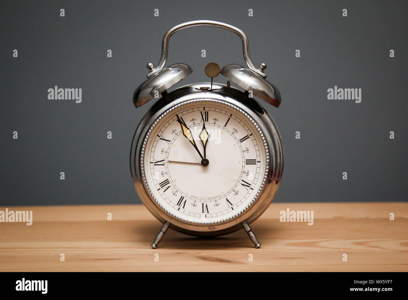 Detail of an old mechanical alarm clock Stock Photo Alamy