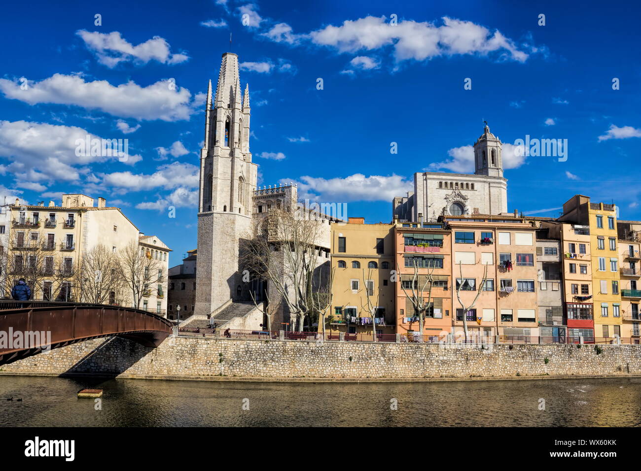 Girona, Kathedrale und Sant Feliu Stock Photo