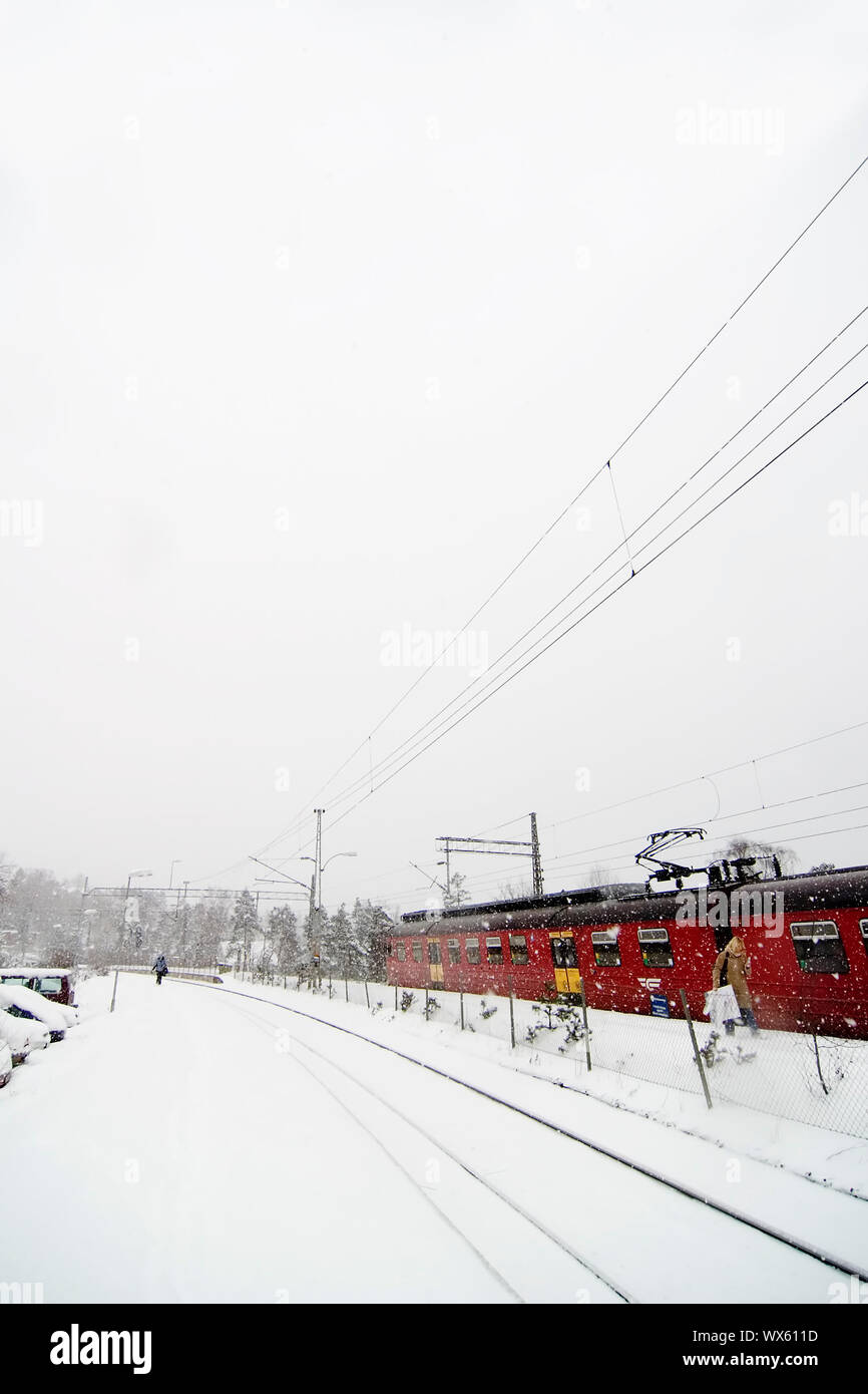 A train at Ljan train station, in Oslo, Norway Stock Photo Alamy