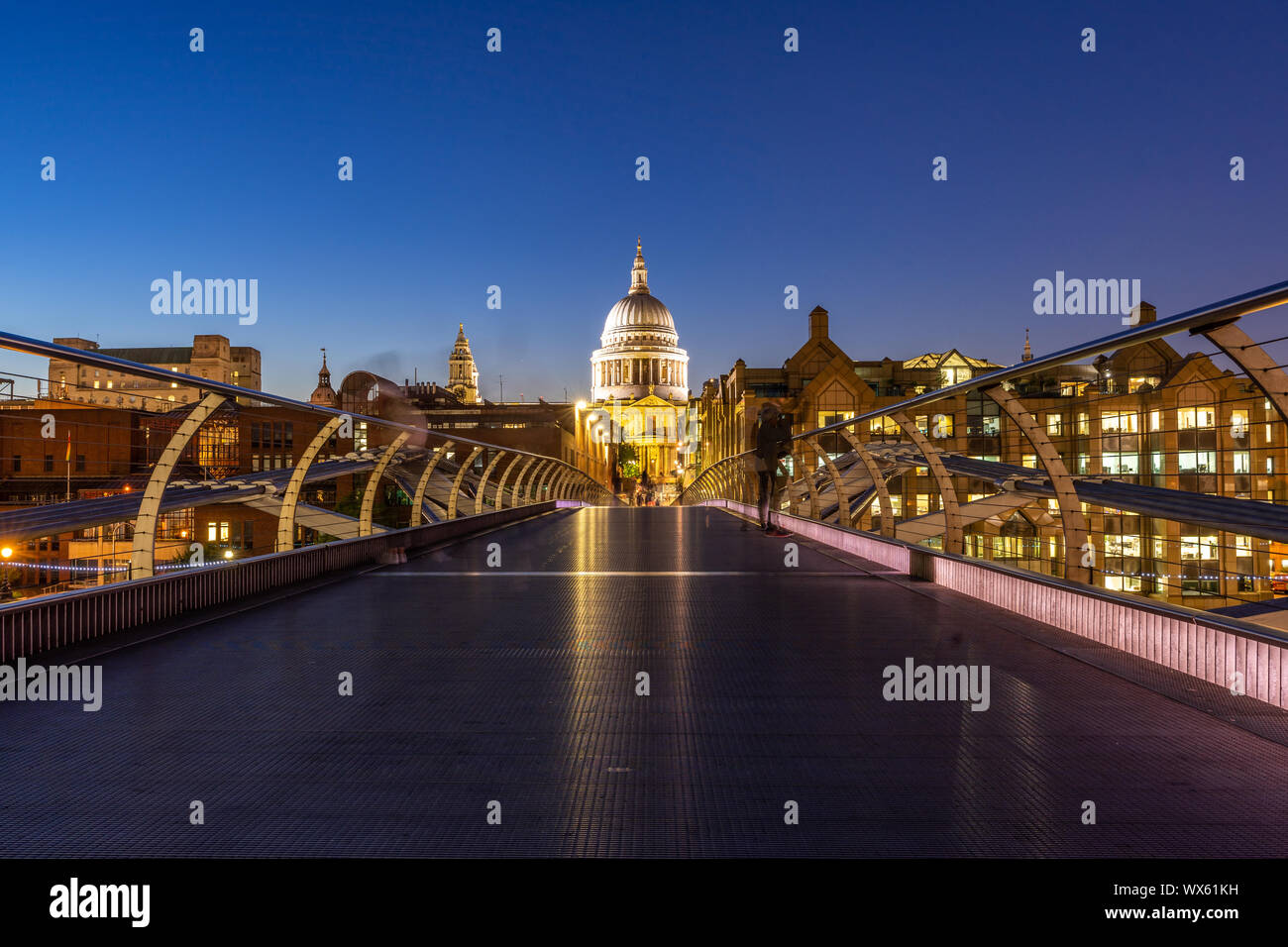 St paul cathedral with millennium bridge Stock Photo