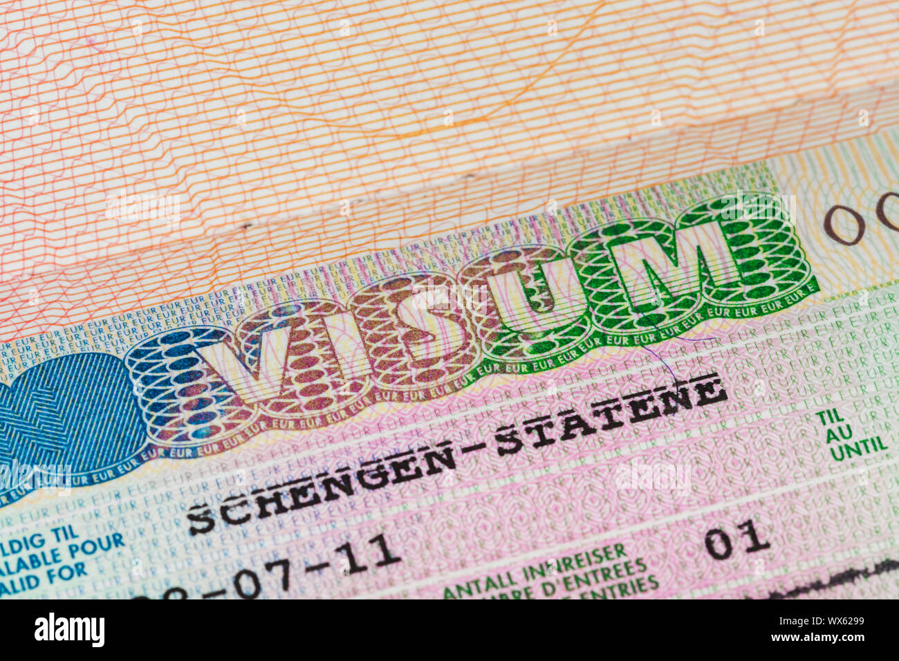 Europe schengen visa in passport Stock Photo