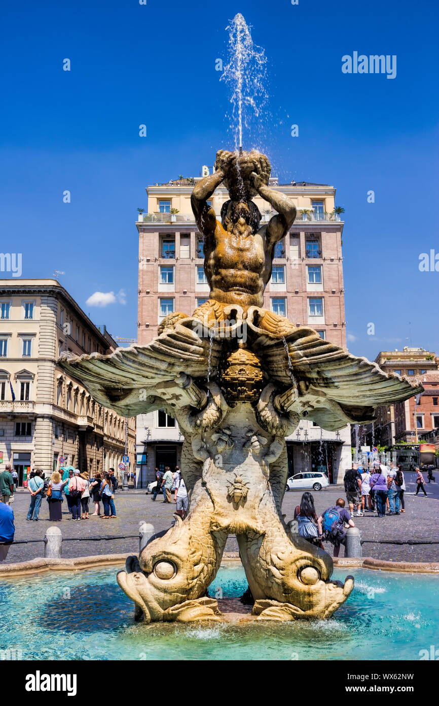 Rome, Triton Fountain Stock Photo