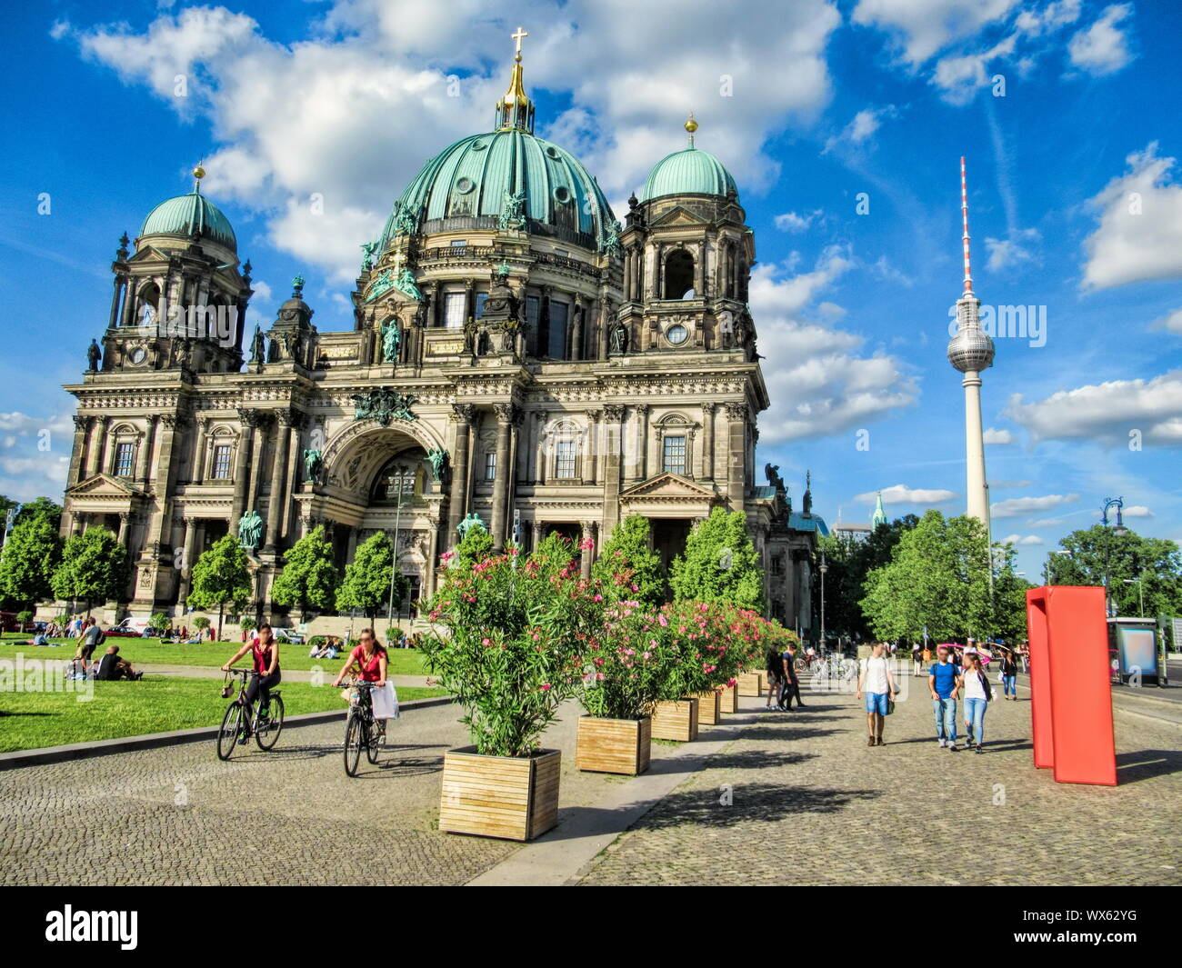 Berlin Cathedral and Television Tower Stock Photo