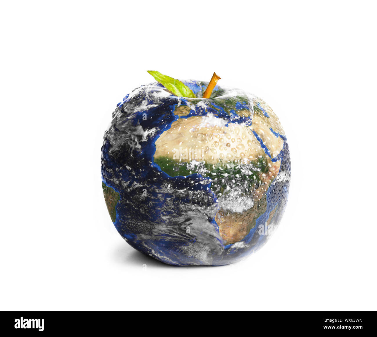 3d apple Earth against a white background Stock Photo Alamy