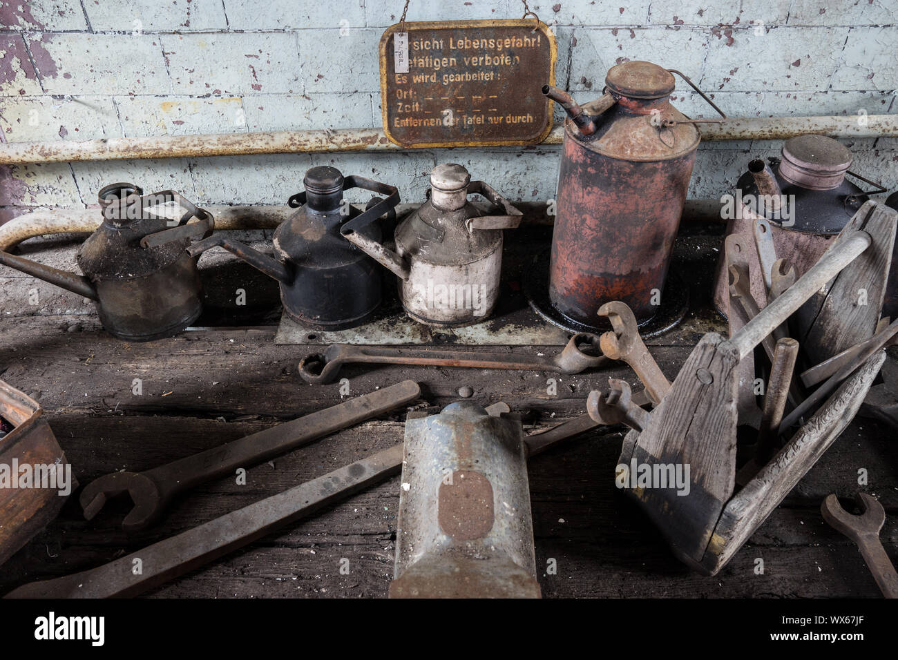 Tools in a Briquette Factory Stock Photo