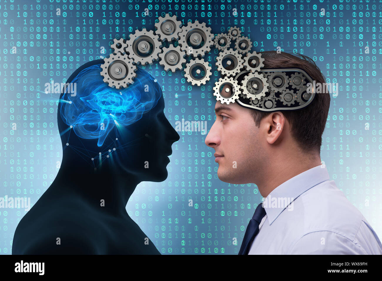 Cognitive computing concept as future technology with businessma Stock Photo