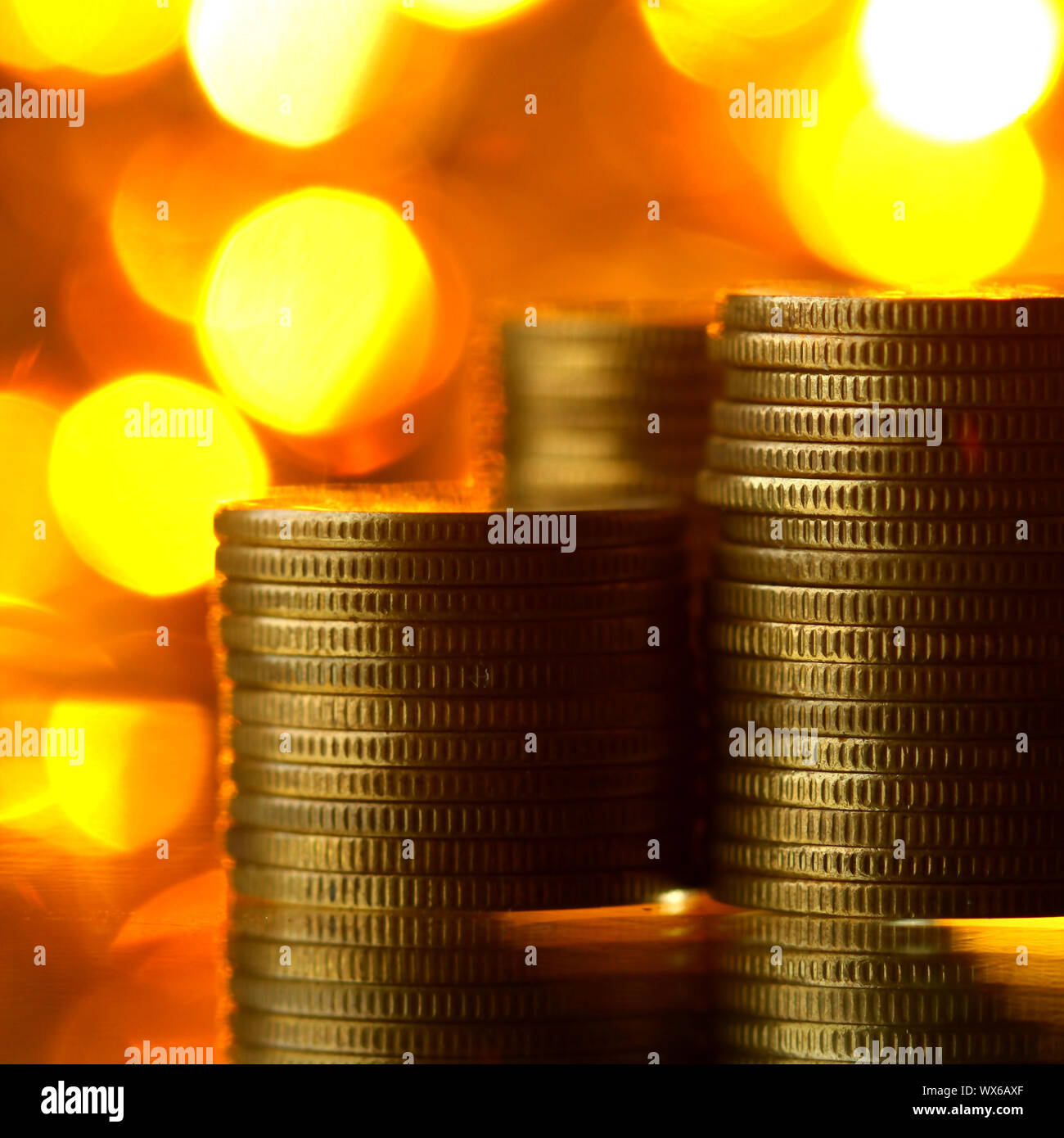 magic coins on bokeh background Stock Photo - Alamy