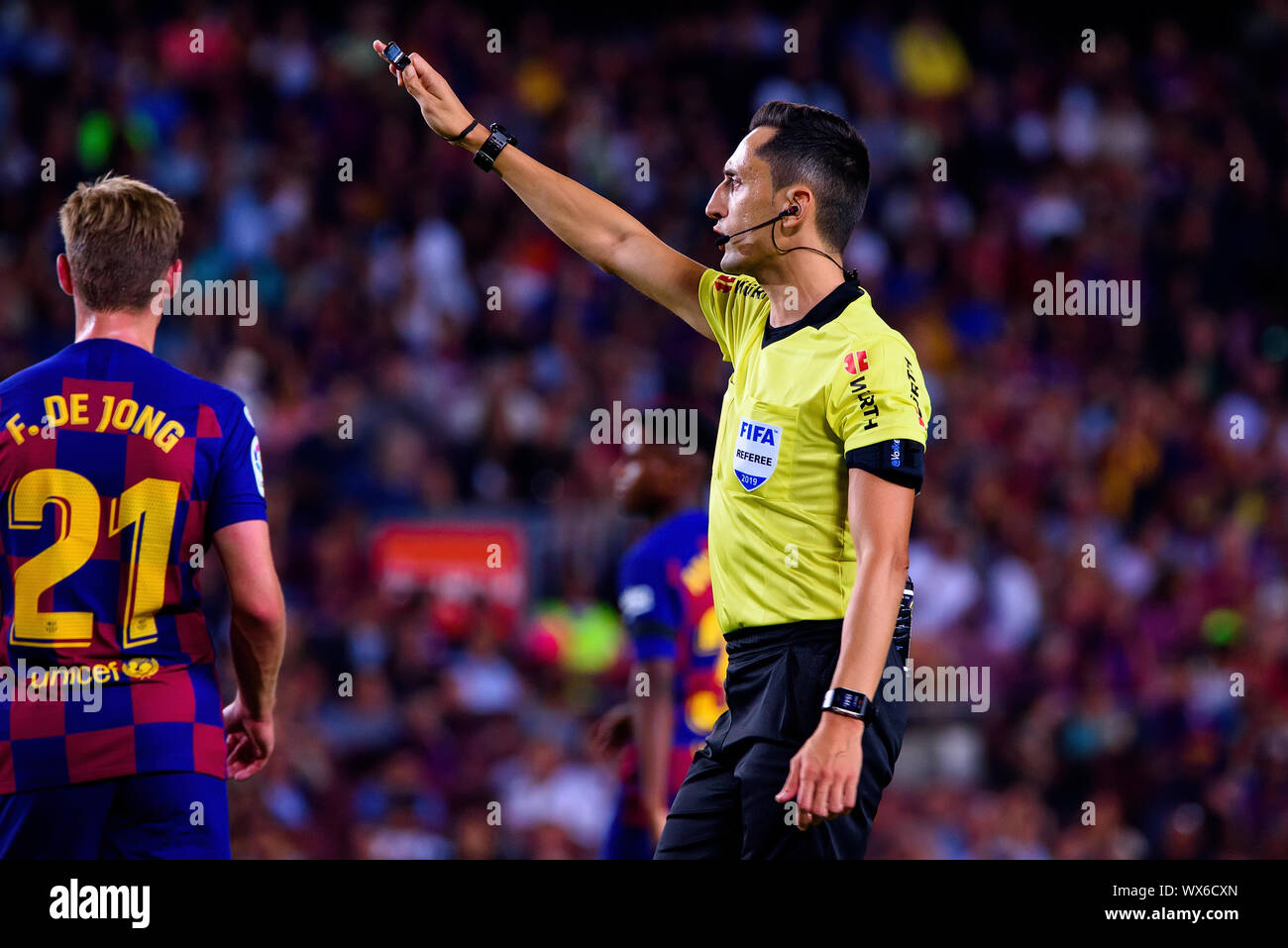 BARCELONA - SEP 14: The referee Jose Maria Sanchez Martinez at the La ...