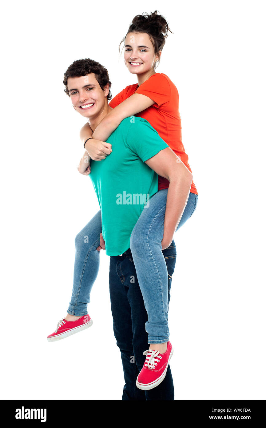 Midadult Caucasian Woman Giving Man Piggyback Stock Photo 3194063