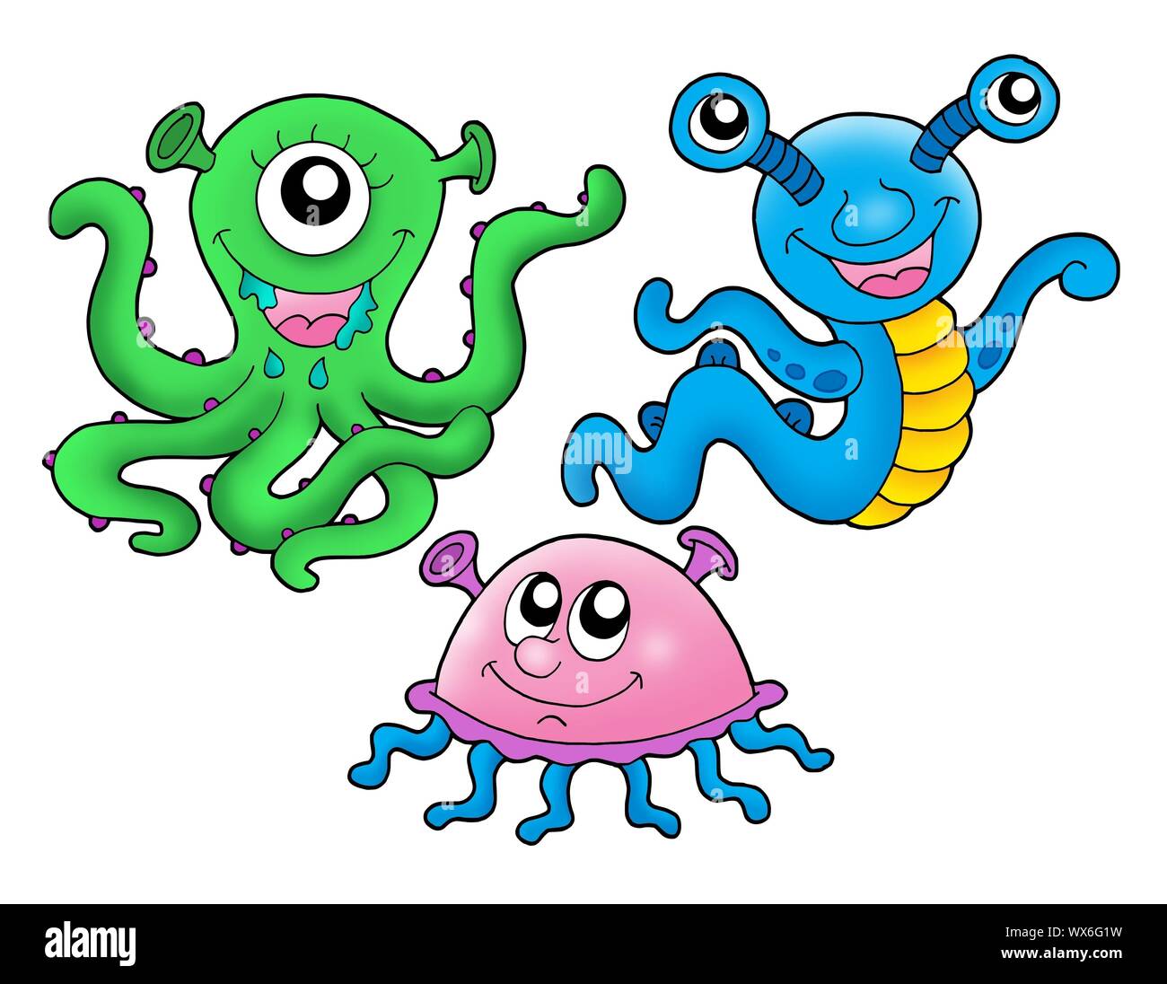 Cute monsters collection - color illustration Stock Photo - Alamy