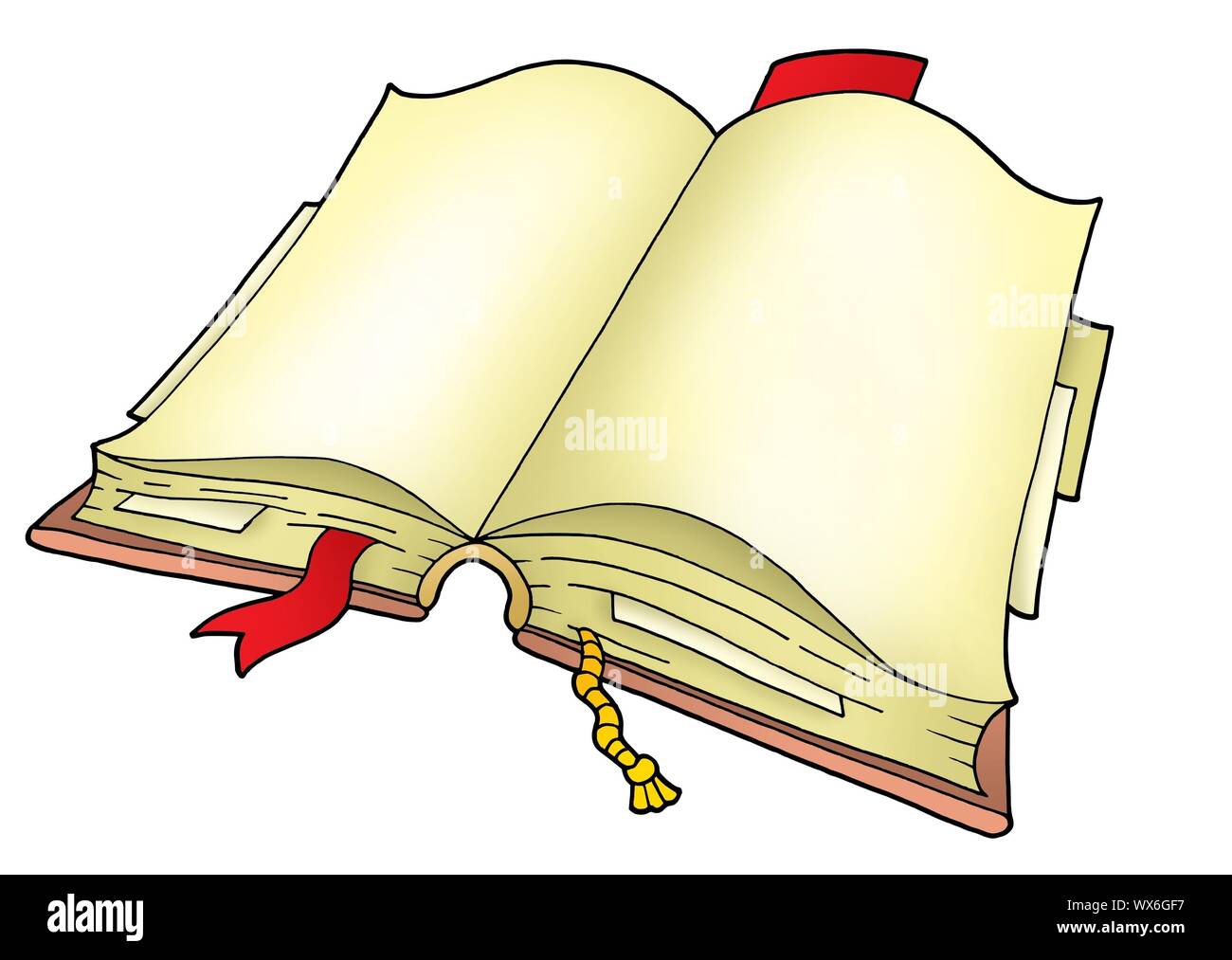 Open book on white background - color illustration Stock Photo - Alamy