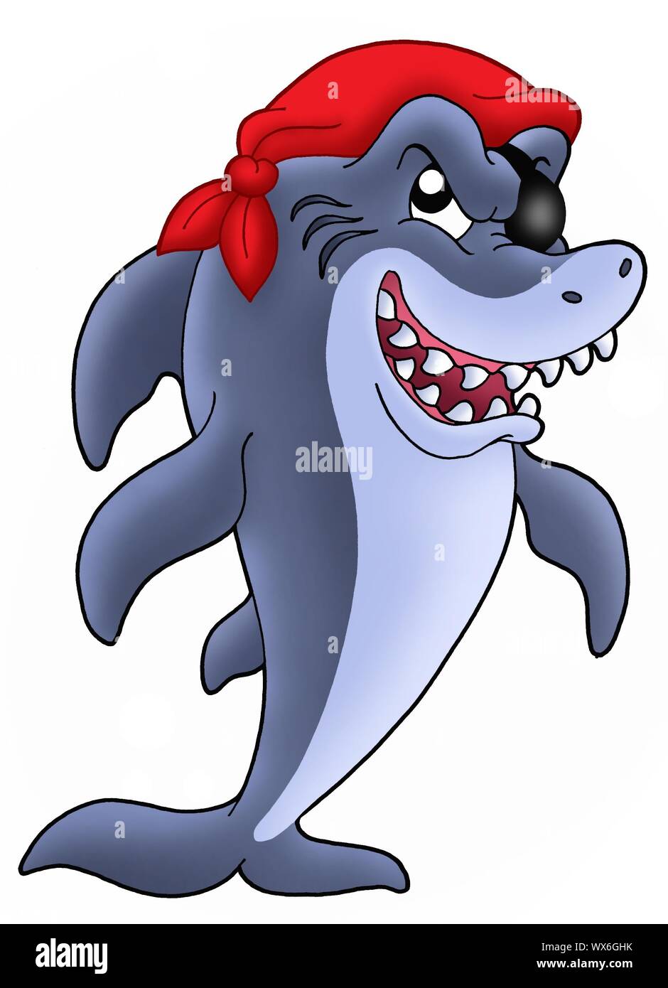 Blue pirate shark color illustration Stock Photo Alamy