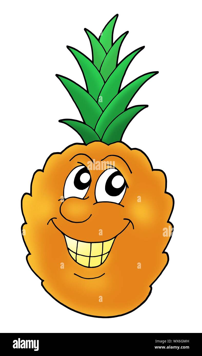 Smiling orange pineapple - color illustration Stock Photo - Alamy