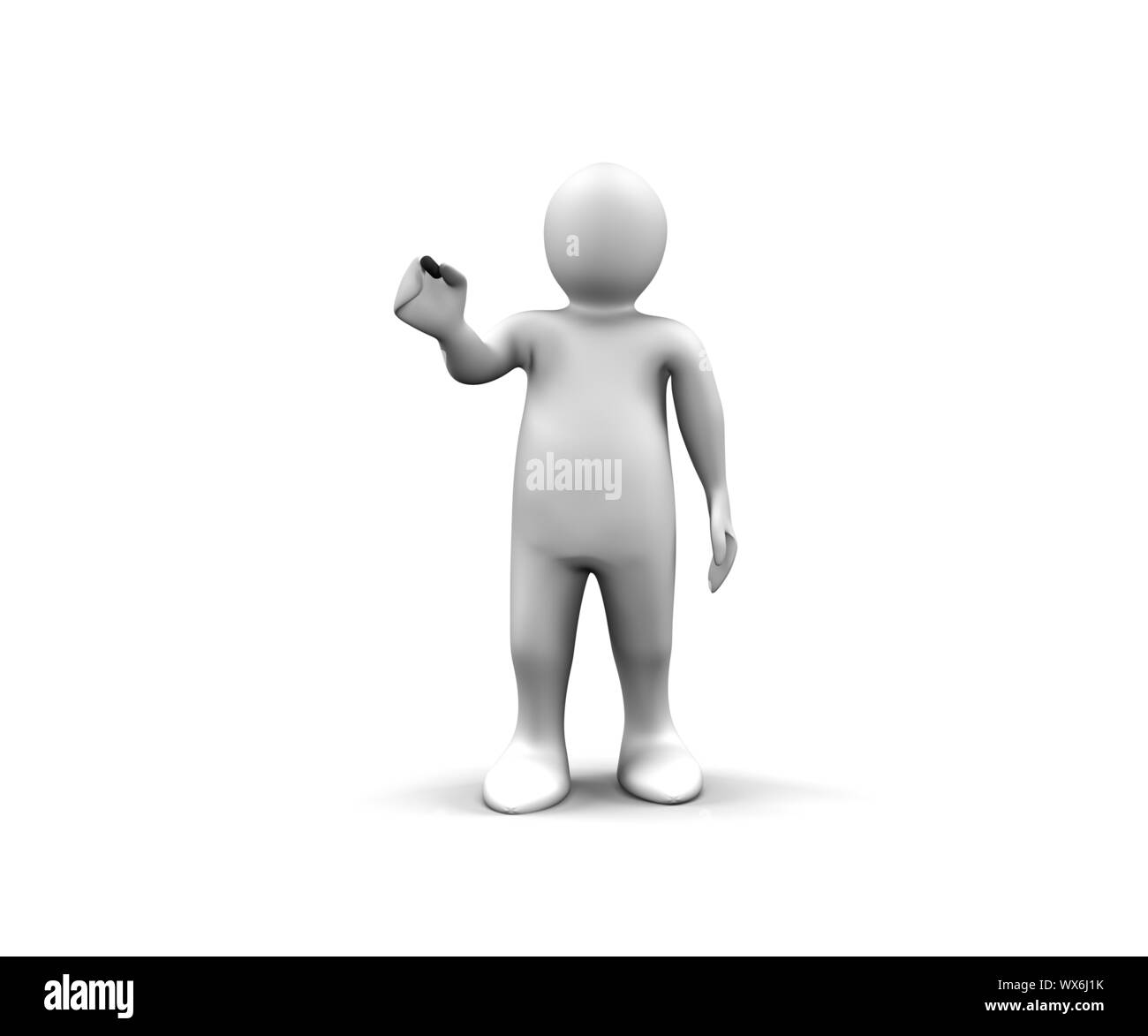 3d man showing a black stick against a white background Stock Photo