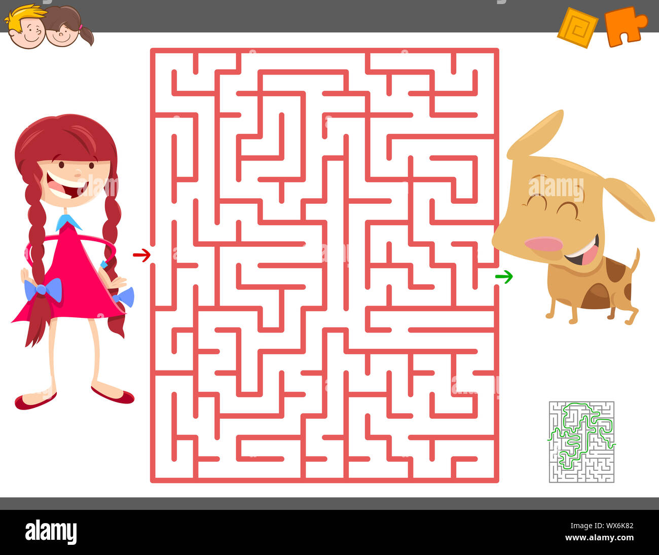 maze game with girl and her pet dog Stock Photo - Alamy