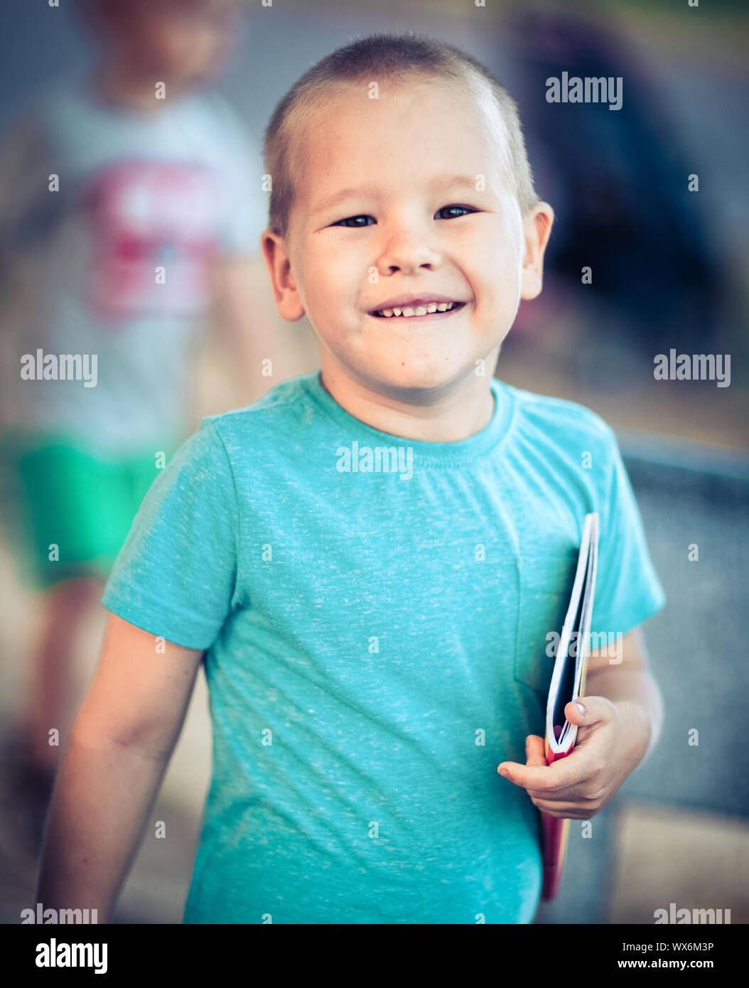 Outdoor portrait of cute little boy Stock Photo Alamy
