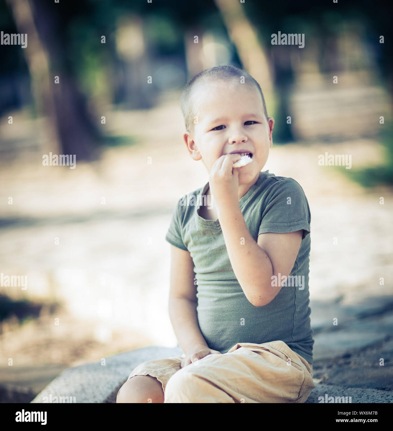 Outdoor portrait of cute little boy Stock Photo - Alamy