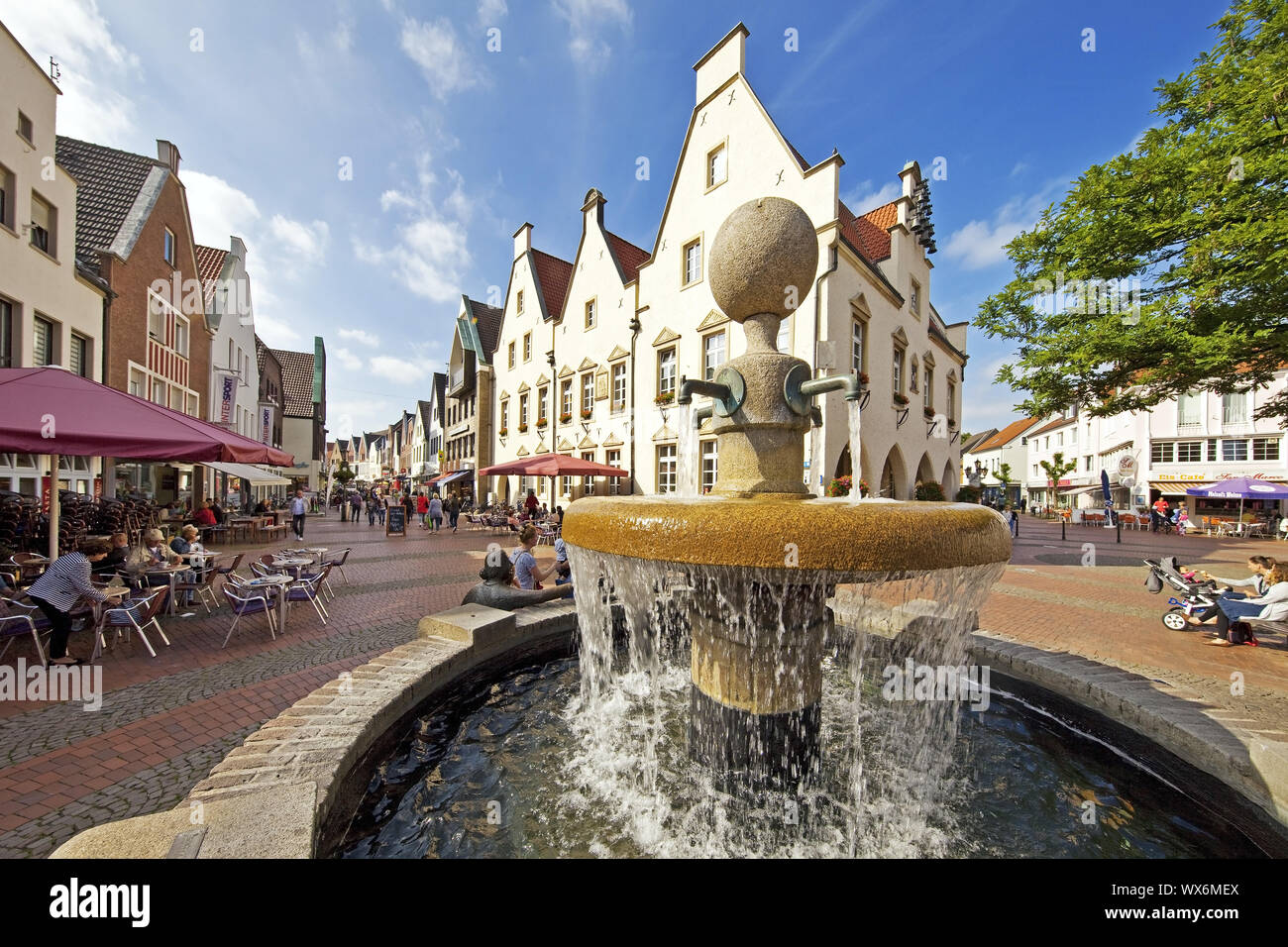 old city with market fountain and old town hall, Haltern am See, Ruhr Area,  Germany, Europe Stock Photo - Alamy