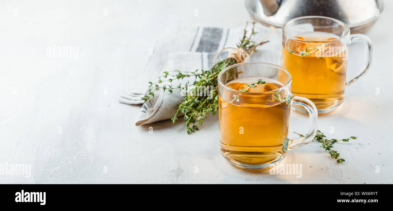 Thyme herbal tea Stock Photo Alamy