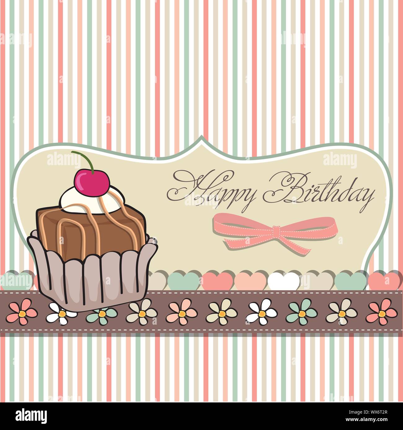 birthday card with cupcake Stock Vector