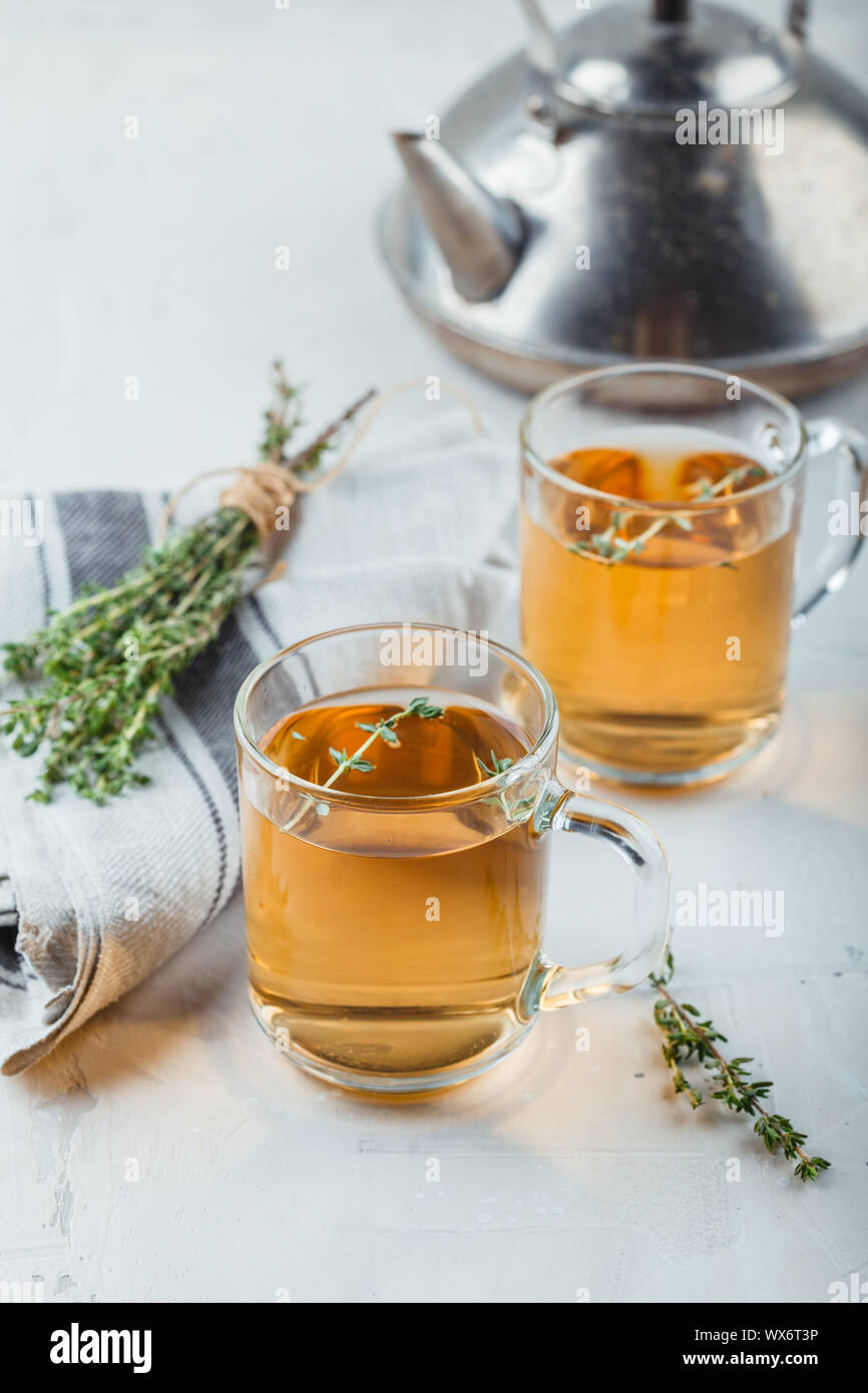 Thyme herbal tea Stock Photo Alamy