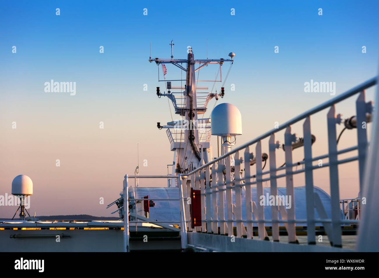 Radar and other communications on ship Stock Photo - Alamy
