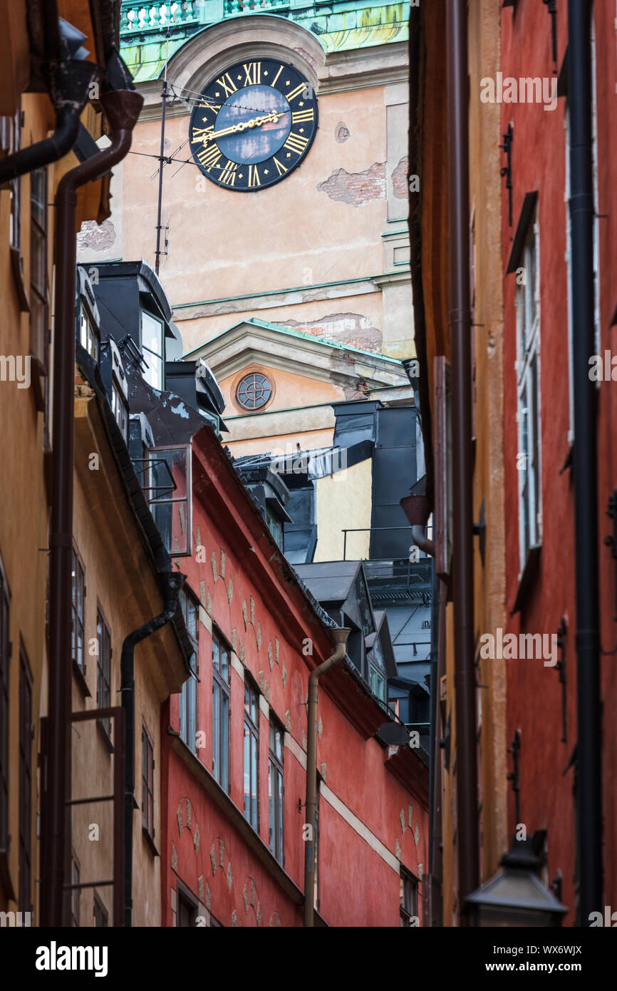 Tower clock in the old town, Stockholm Stock Photo Alamy