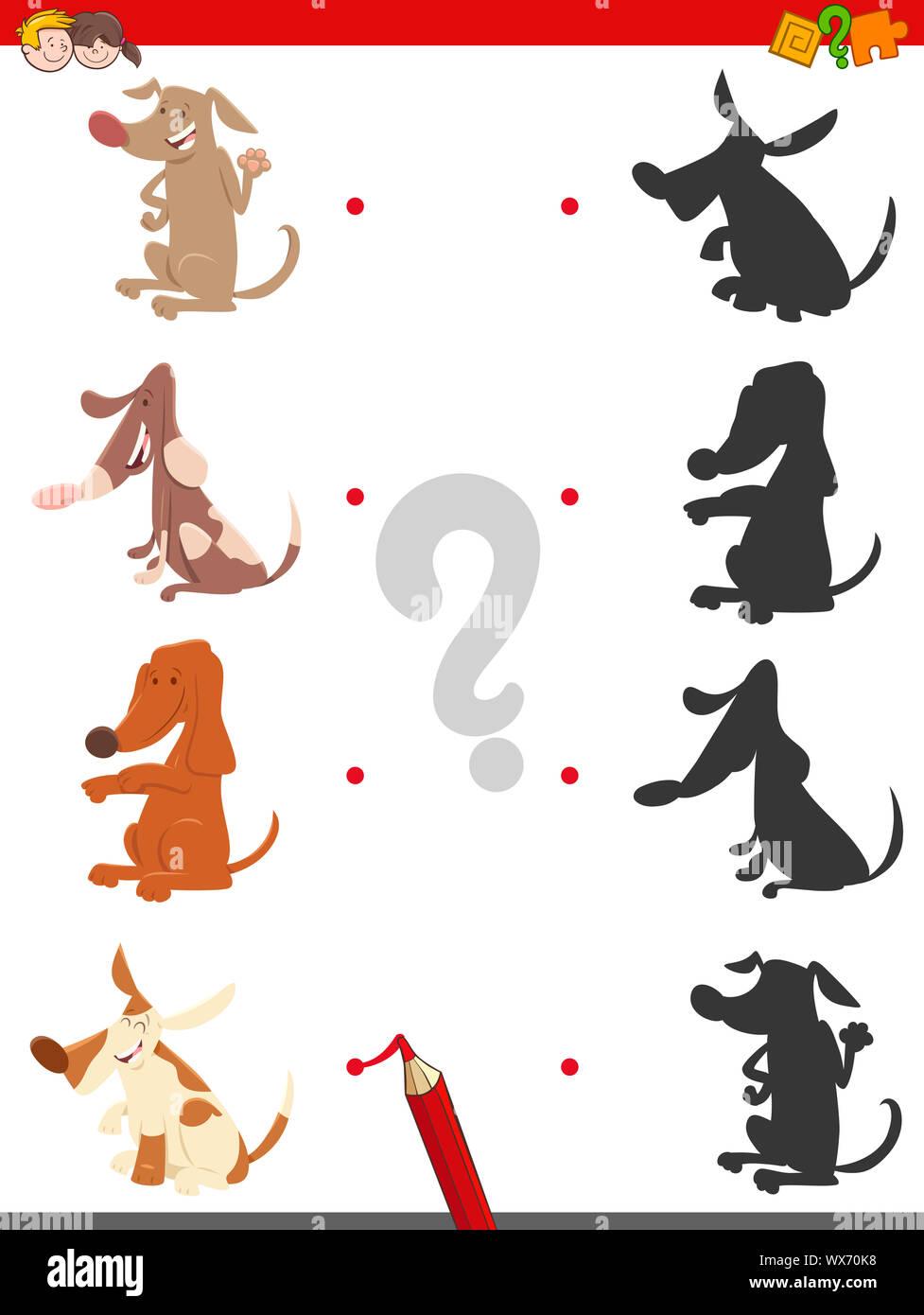shadow game with cartoon dogs Stock Photo - Alamy
