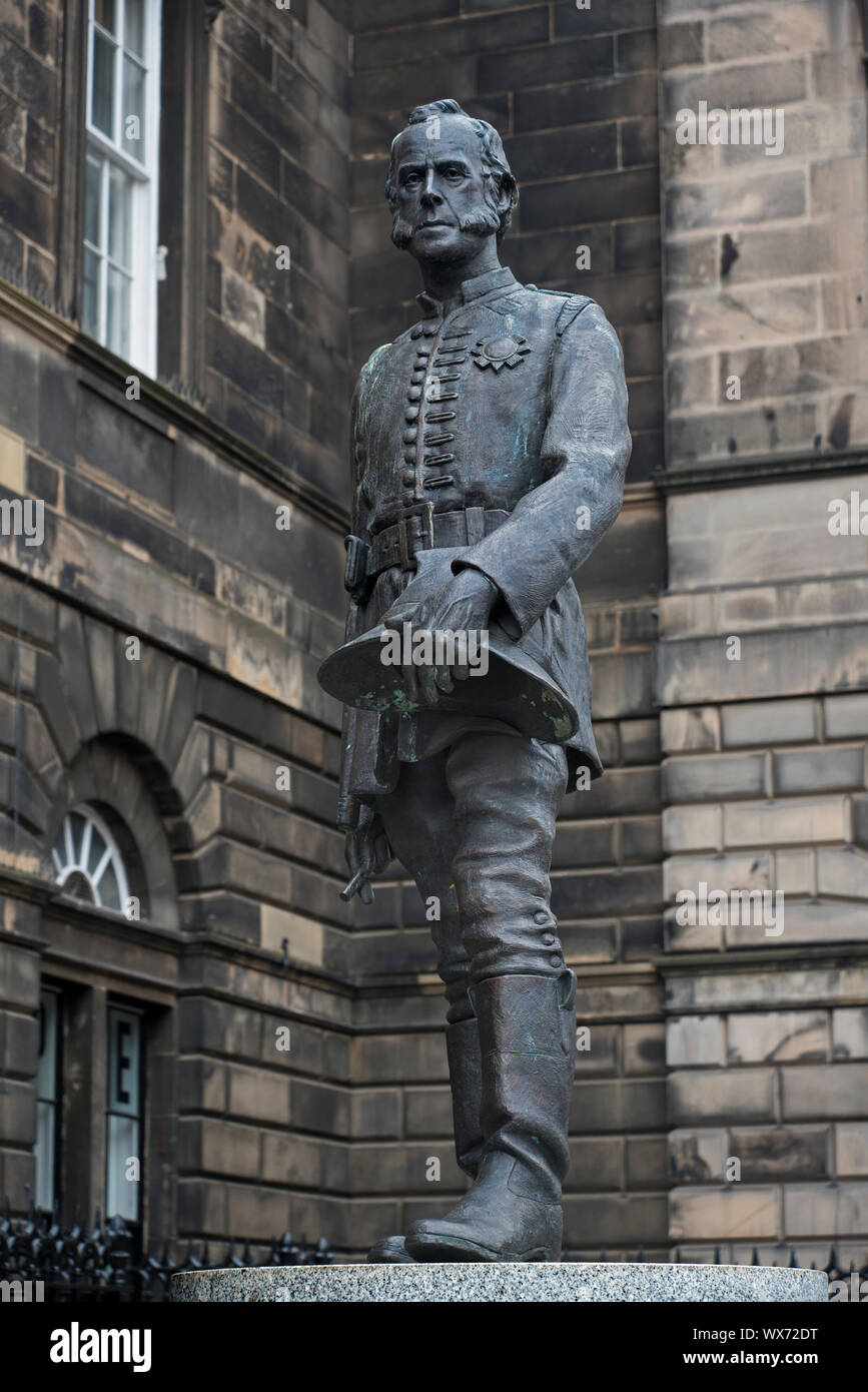 Statue of James Braidwood who founded the first municipal fire service in Edinburgh in 1824, sculpted by Kenneth Mackay, Stock Photo