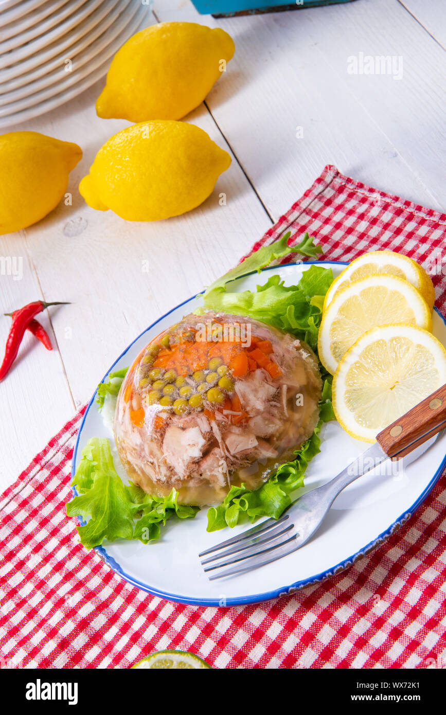 tasty aspic with pork knuckle and pork legs Stock Photo Alamy