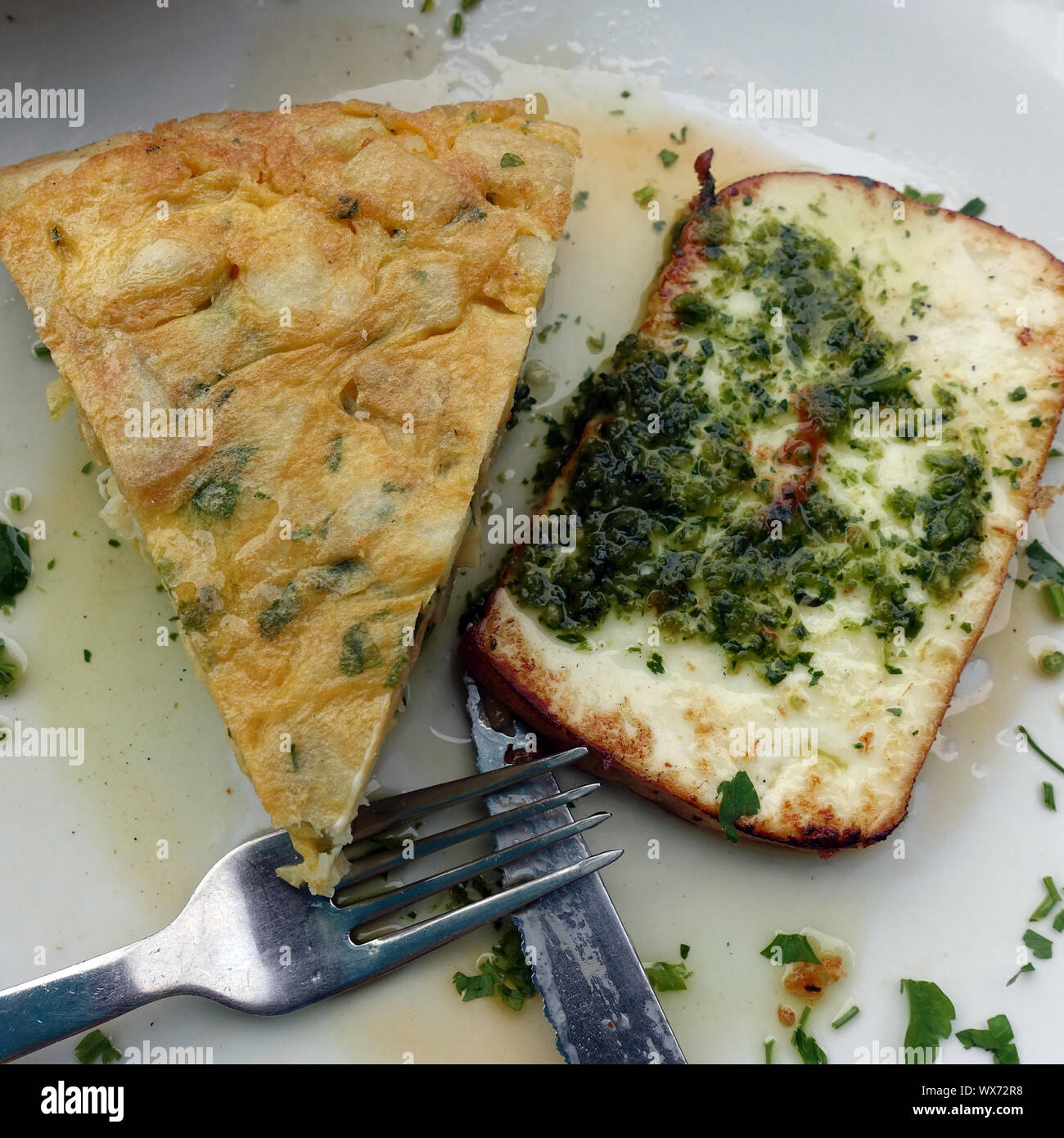 Tortilla and grilled goat's cheese typical Spanish food Stock Photo Alamy
