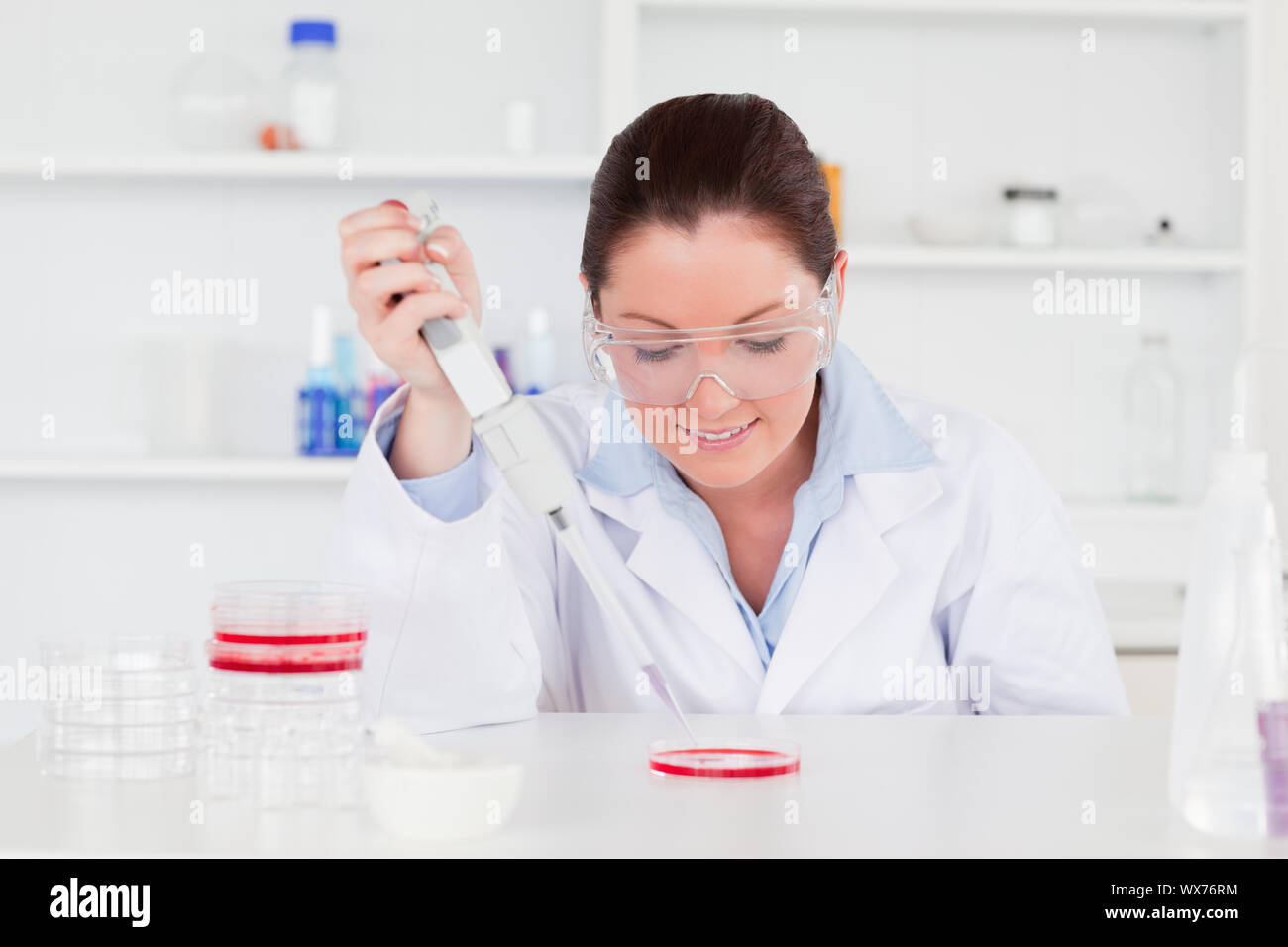 Cute scientist preparing a sample Stock Photo