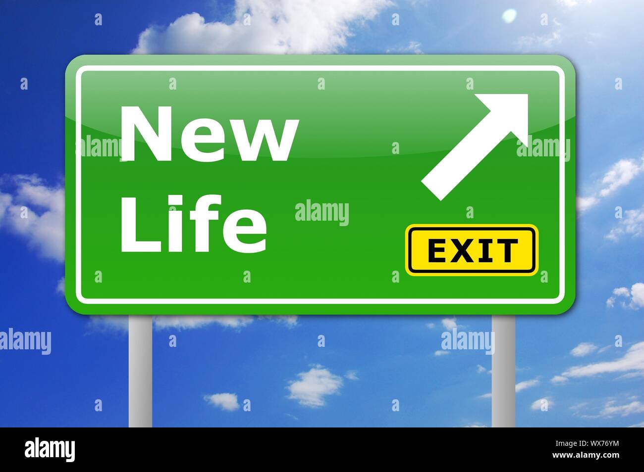 new life concept with road sign showing a change Stock Photo - Alamy