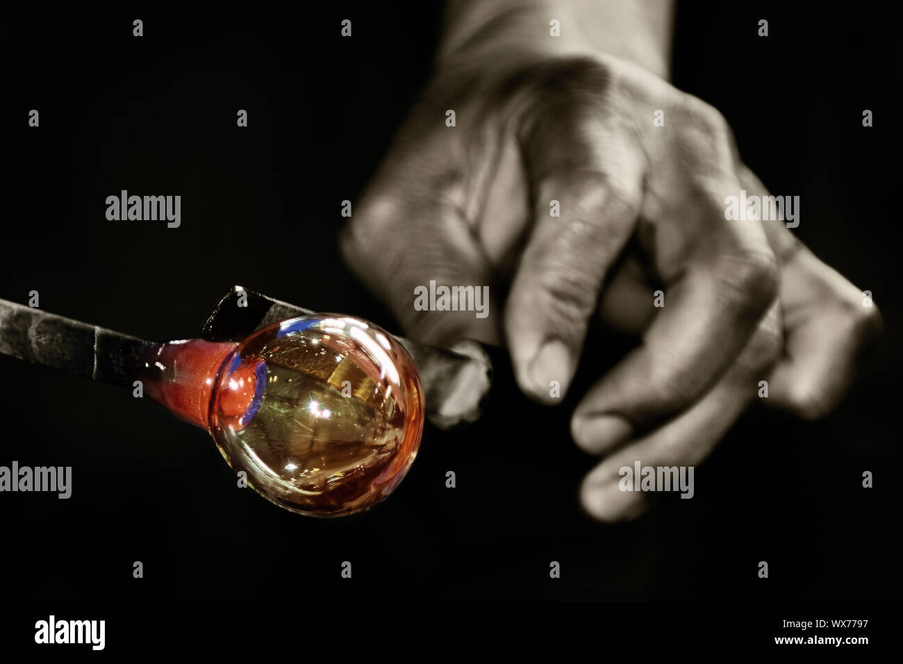 Work of Glass Blower Stock Photo Alamy