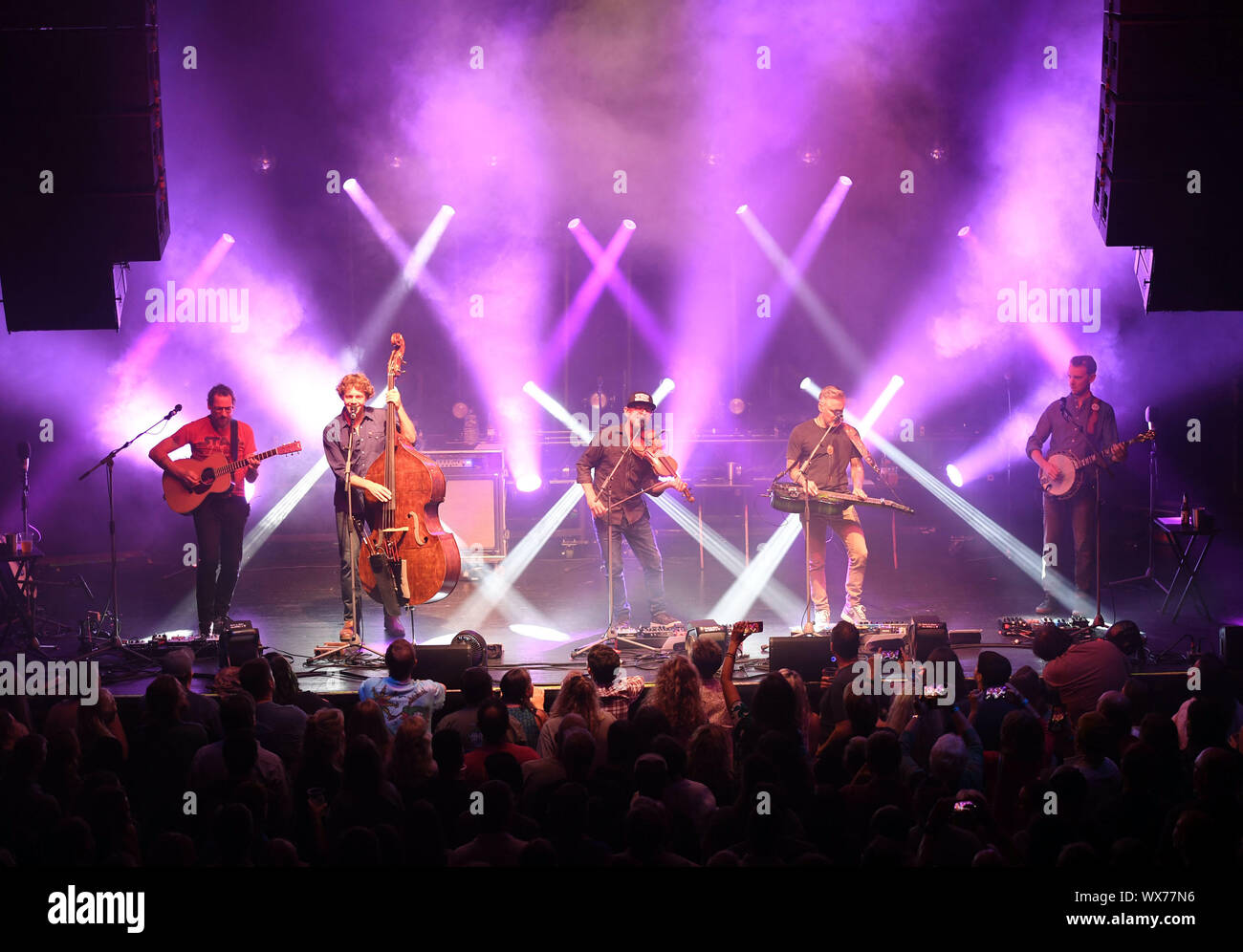 September 13, 2019, Norfolk, Virginia, USA: The  Infamous Stringdusters  bring the bluegrass  to the Norva in Norfolk, Virginia 13  September 2019.The Infamous Stringdusters are ANDY FALCO (guitar), CHRIS PANDOLFI (banjo), ANDY HALL (dobro), JEREMY GARRETT (fiddle),TRAVIS BOOK (double bass) .Photo  Â© Jeff Moore 2019 (Credit Image: © Jeff Moore/ZUMA Wire) Stock Photo