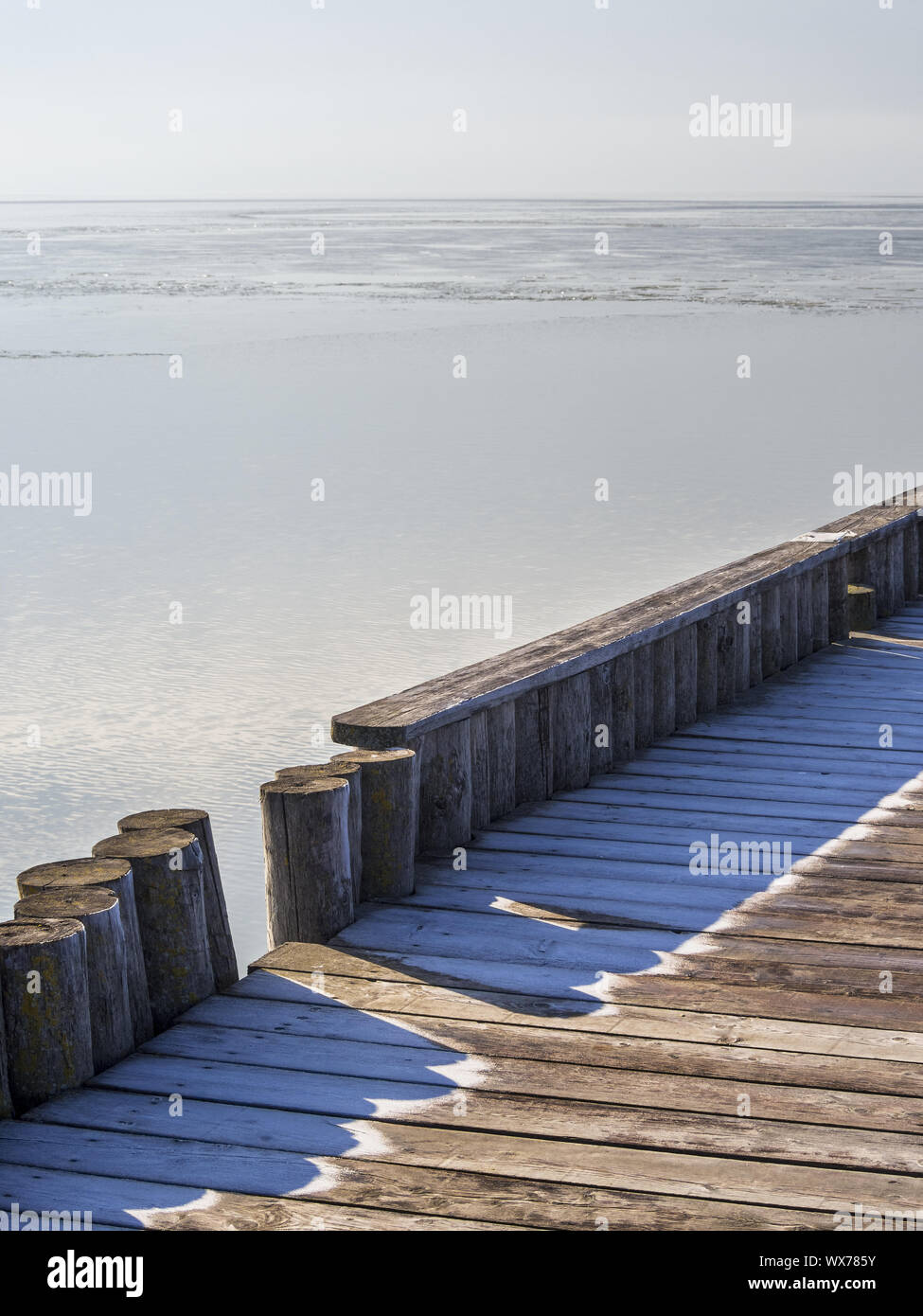 Bathing jetty in winter Stock Photo